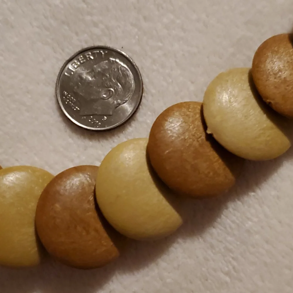 Natural Wood Disk Beads Layred Two-Tone Light To Dark Brown Beach Fall Necklace